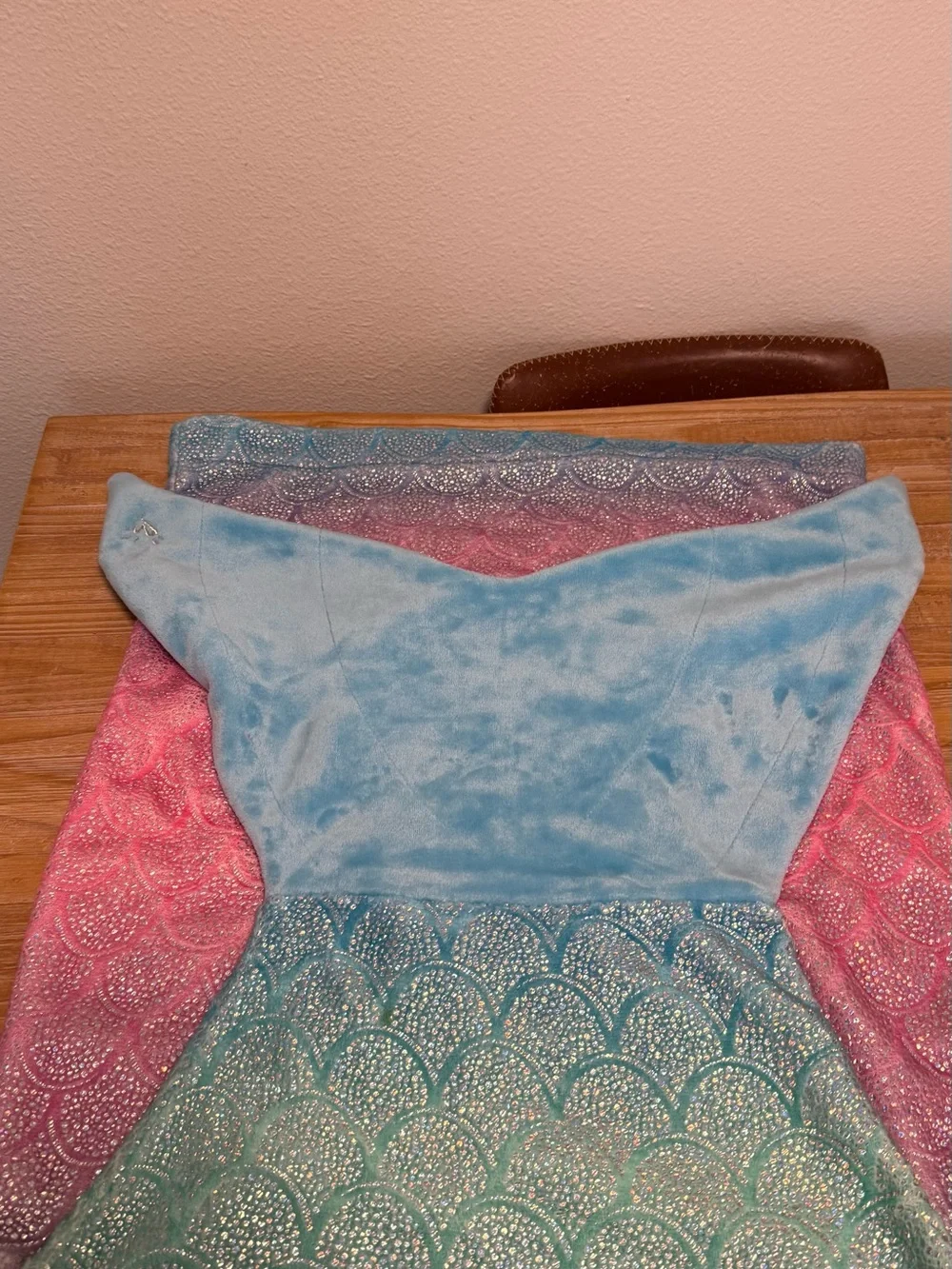 Justice Girls Mermaid Tail Blanket Soft Plush Pink, Teal & Blue